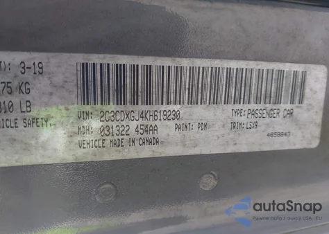 2019 Dodge Charger Scat Pack Rwd from USA, damaged, VIN 2C3CDXGJ4KH619230